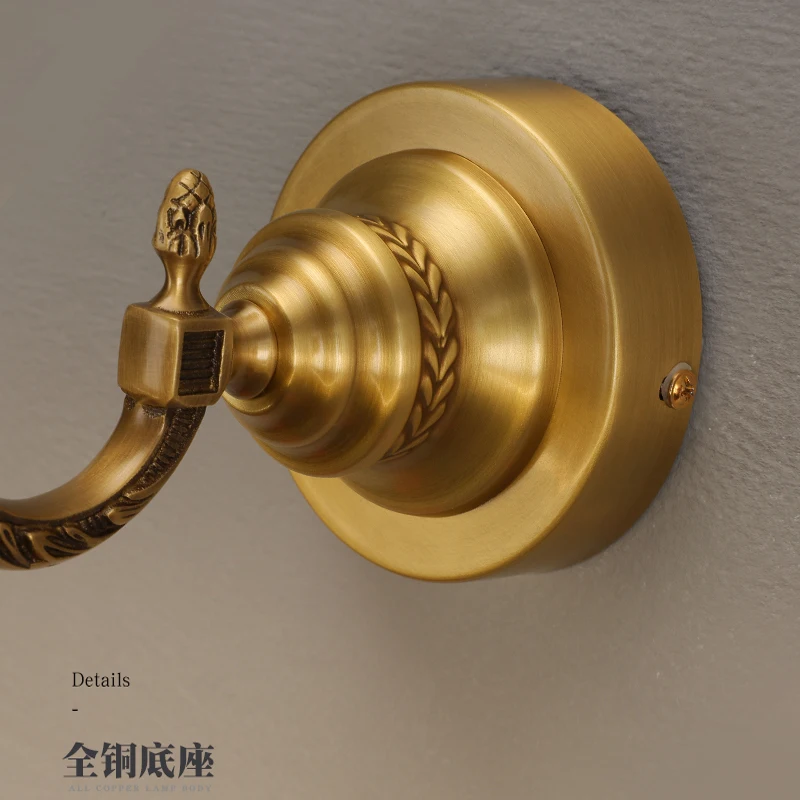 A9L جميع النحاس Led المصباح الأوروبي المرحاض مرآة حمام إضاءة الخزانة مقاوم للماء الجدار الأمريكي ضوء مرآة الرجعية B