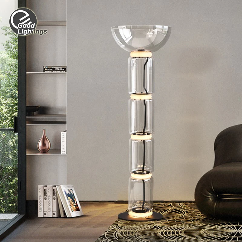 Italy Design Nordic Bright LED Floor Lights Indoor Living Room Bedroom Decor Stand Lighting Modern Heavy Glass Floor Lamps