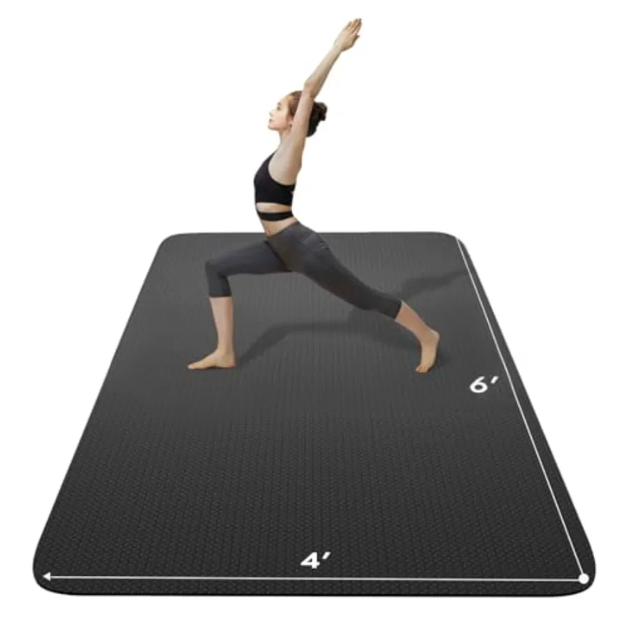

Коврик для йоги FrenzyBird Large Yoga Mat 6'x 4' (183x122 см), сверхширокий, нескользящий, толстый, из ТПЭ, для занятий йогой, пилатесом, тренировок в зале и на полу.