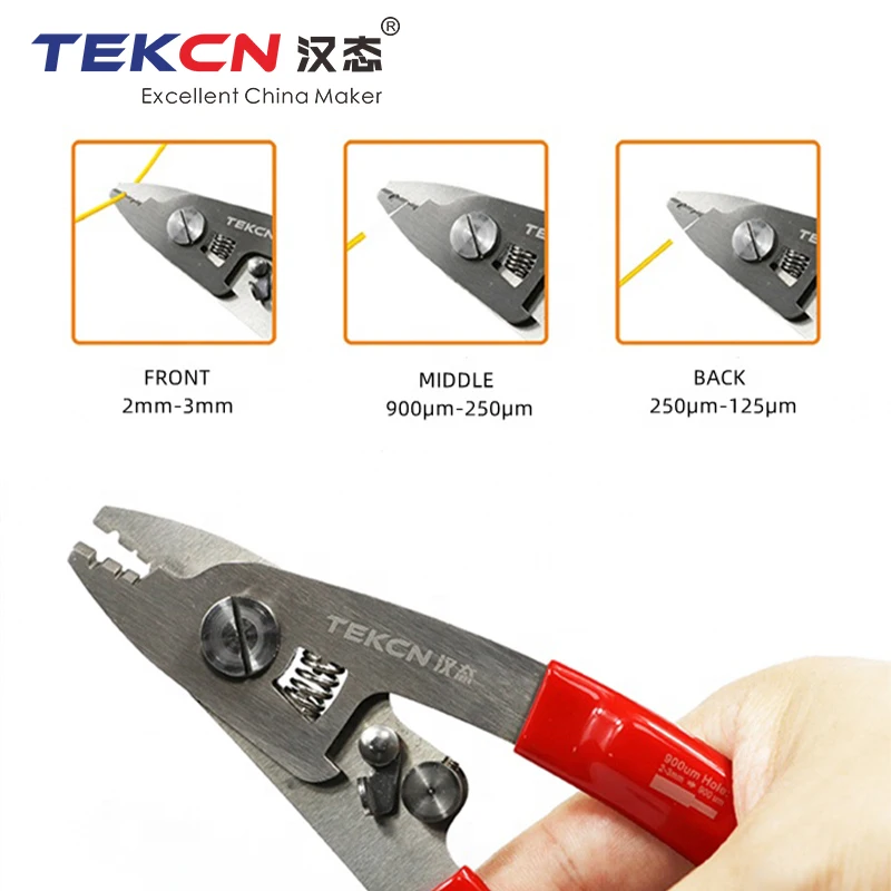 Tekcn TC-01 Optical Pliers Tool Fiber Three Hole Miller Clamp Wire Stripper for 4G Network Drop Fiber Optic Cable Stripper - view 6