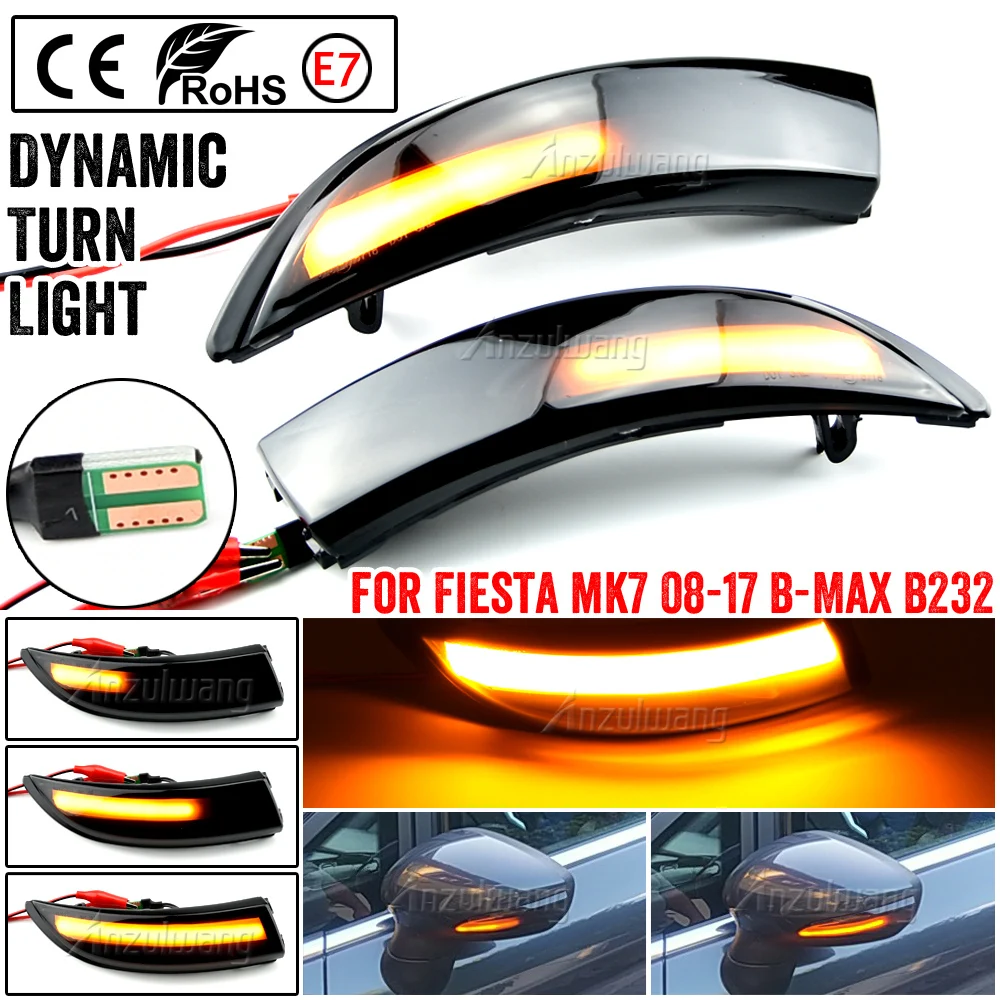 

2pcs Dynamic LED Turn Signal Light Flowing Side Wing Rearview Mirror Indicator For Ford Fiesta Mk7 2008-2017 for Ford B-Max