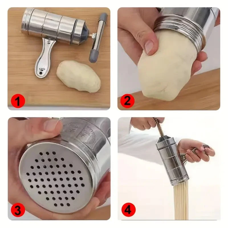 1PCS Stainless Steel Making Spaghetti Press Pasta Machine Manual Noodle Maker Fruits Juicer With 2 Or 5 Pressing Moulds