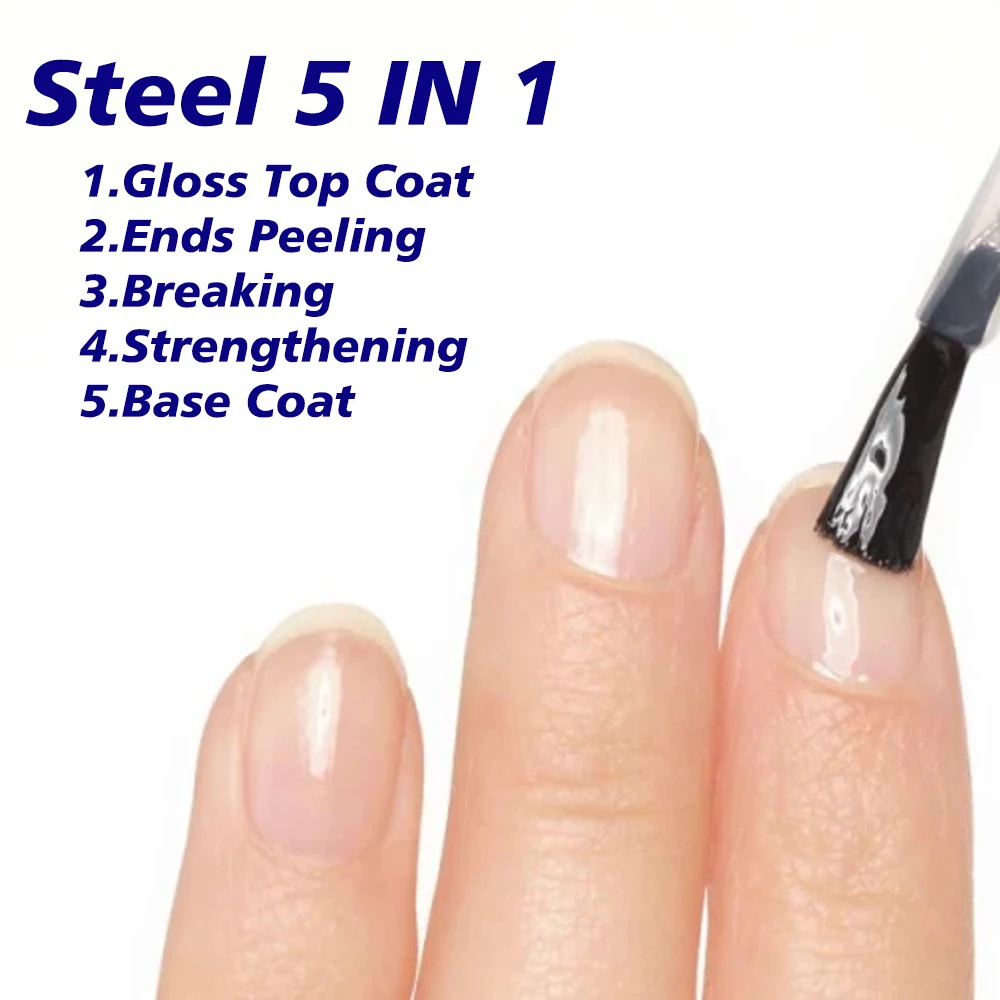 Tinovo Uno مسمار تصلب الصلب 5 في 1 لمعان معطف فوقي إنهاء الطبيعية الجافة 12 مللي علاج تقوية الأظافر أقوى الأظافر النهاية
