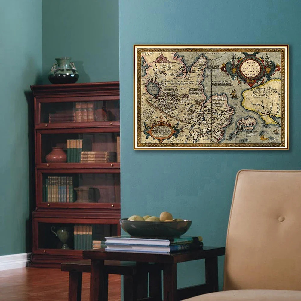 Pintura en lienzo de mapa clásico, carteles de arte de pared decorativos e impresiones para decoración del hogar y la sala de estar, 59x42cm