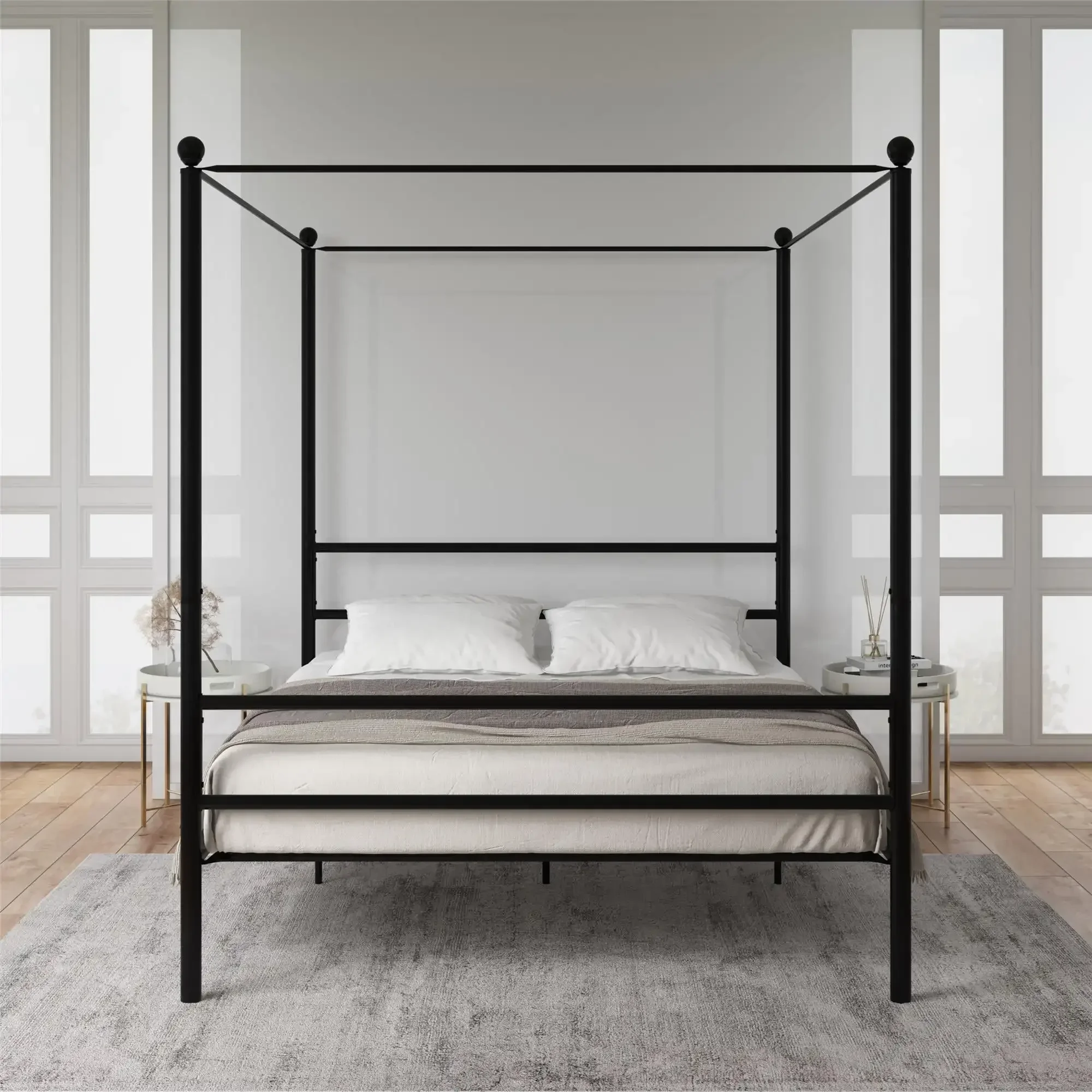 Metal Canopy Bed Metal Canopy Bed Made of Solid Metal Structure Four-poster Bed Modern Design Easily Assembles Modern design