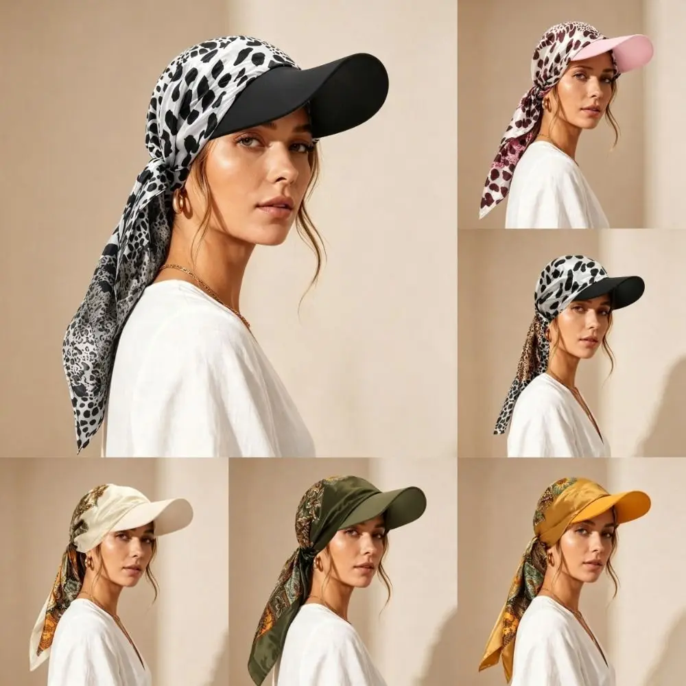 Portable Sun Visor Brim Satin Head Scarf Breathable Stylish Sun Visor Scarf Elegant Bandana Cap Outdoor