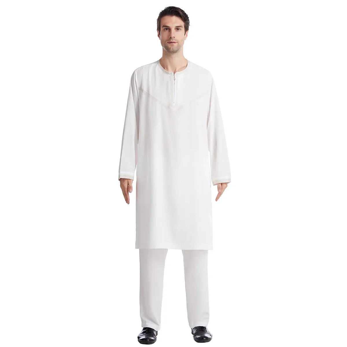 Ensemble de robe musulmane brodée pour hommes, style arabe, Dubaï, Pakistan, Moyen-Orient, Turc, Marocain, Musulman, Vêtements, Nouveau