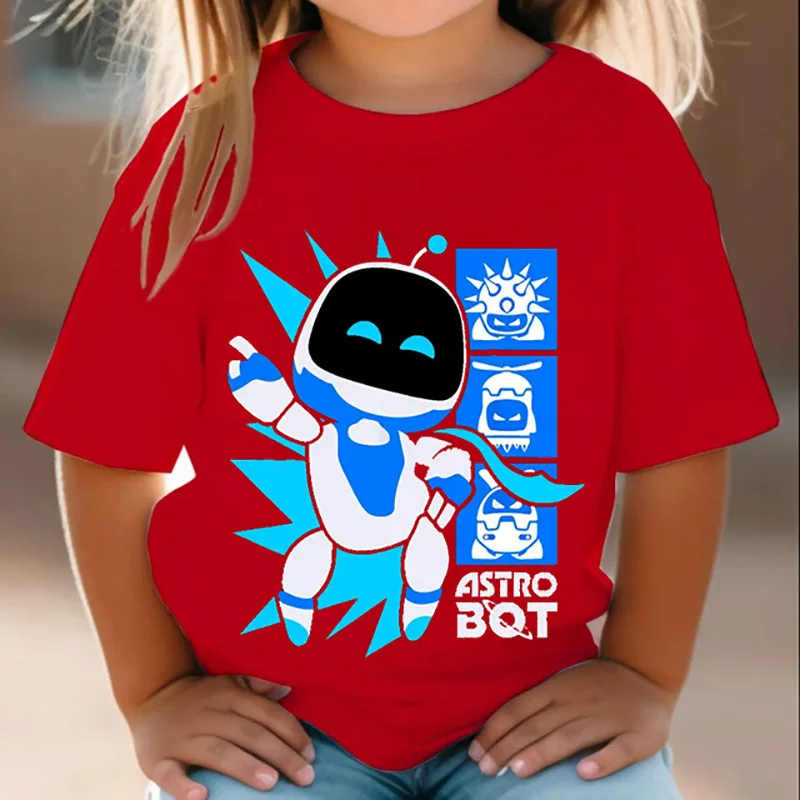 Astros Playroom Game Astrobot T Shirt Boys Short Sleeve Tops Baby Girls Summer Breathable T-shirt Kids ASTRO BOT Cartoon Clothes