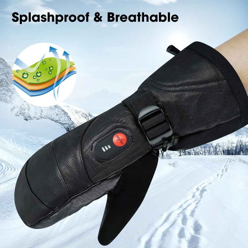 Unisex Far Infrared Heated Mitten Gloves Carbon Fiber Heating 3 Shift Temperatures Battery Heated Mitten Gloves SHGS38