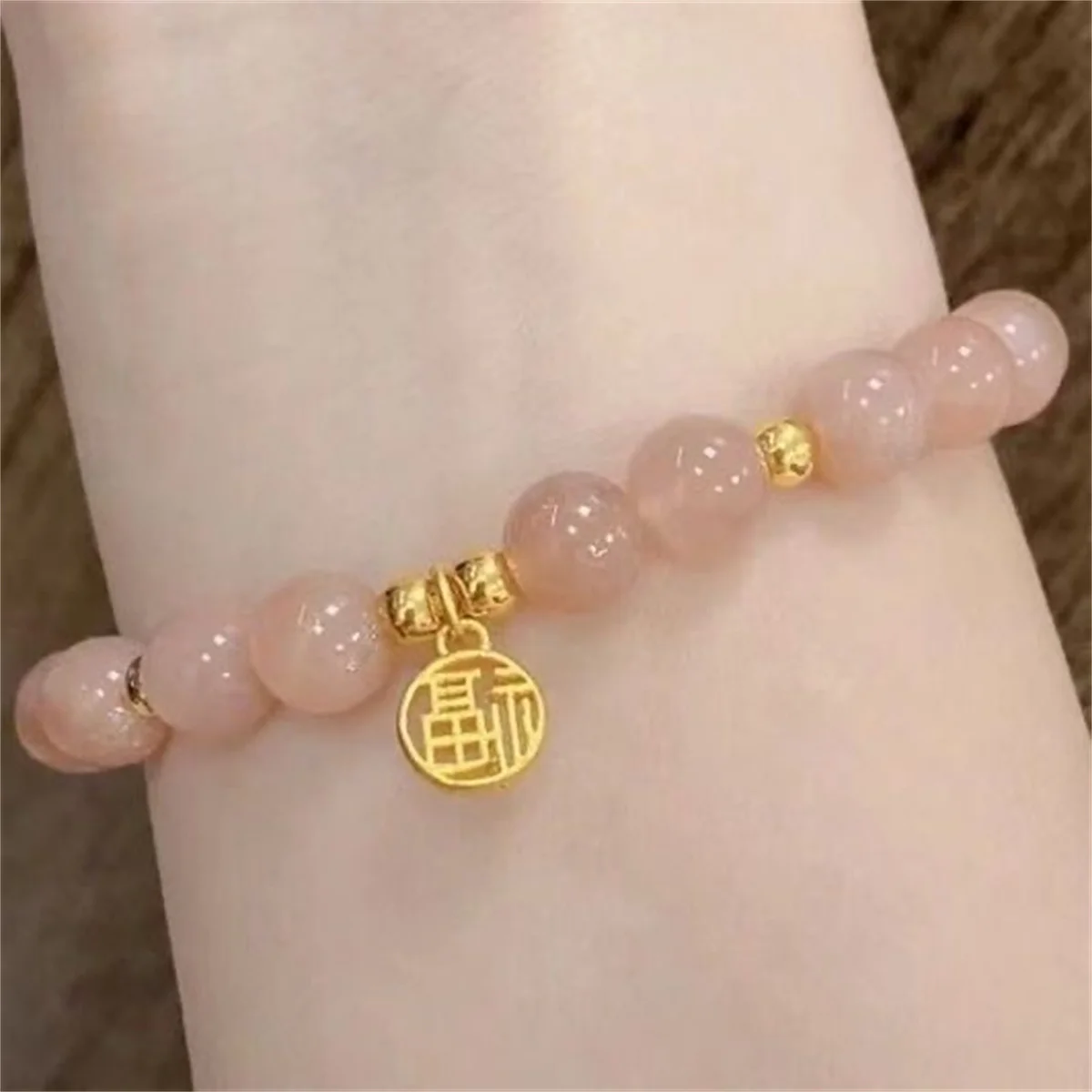 Fashion Hotan Jade Bracelet for women high-level Exquisite Cute Fu word Pink Pendant bangles party Jewelry for Girlfriend