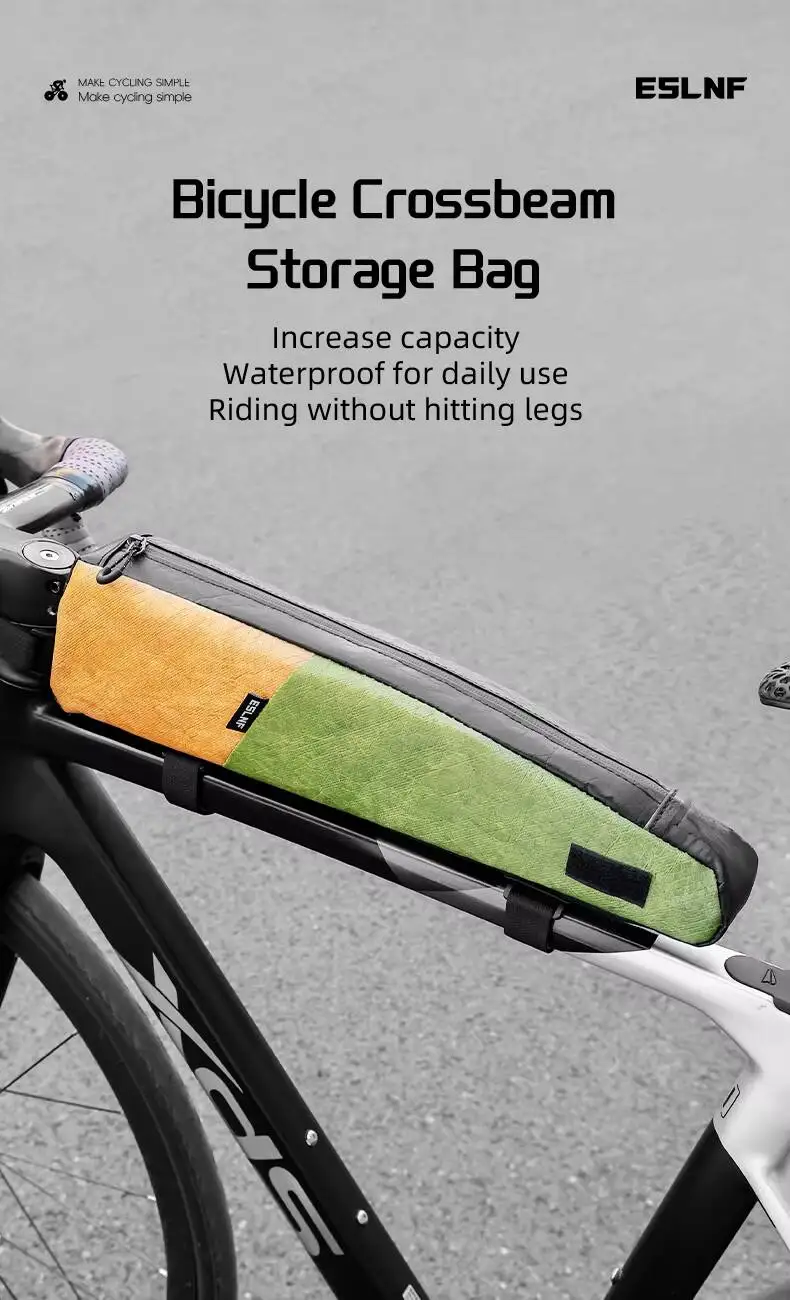 ESLNF Wasserdichte Fahrradtasche für Oberrohr, Beinfreundlich, Schlanker Stabiler Riemen, Passend für Mountainbikes und Rennräder, Leichtgewichtig, Langlebig – Detail 2