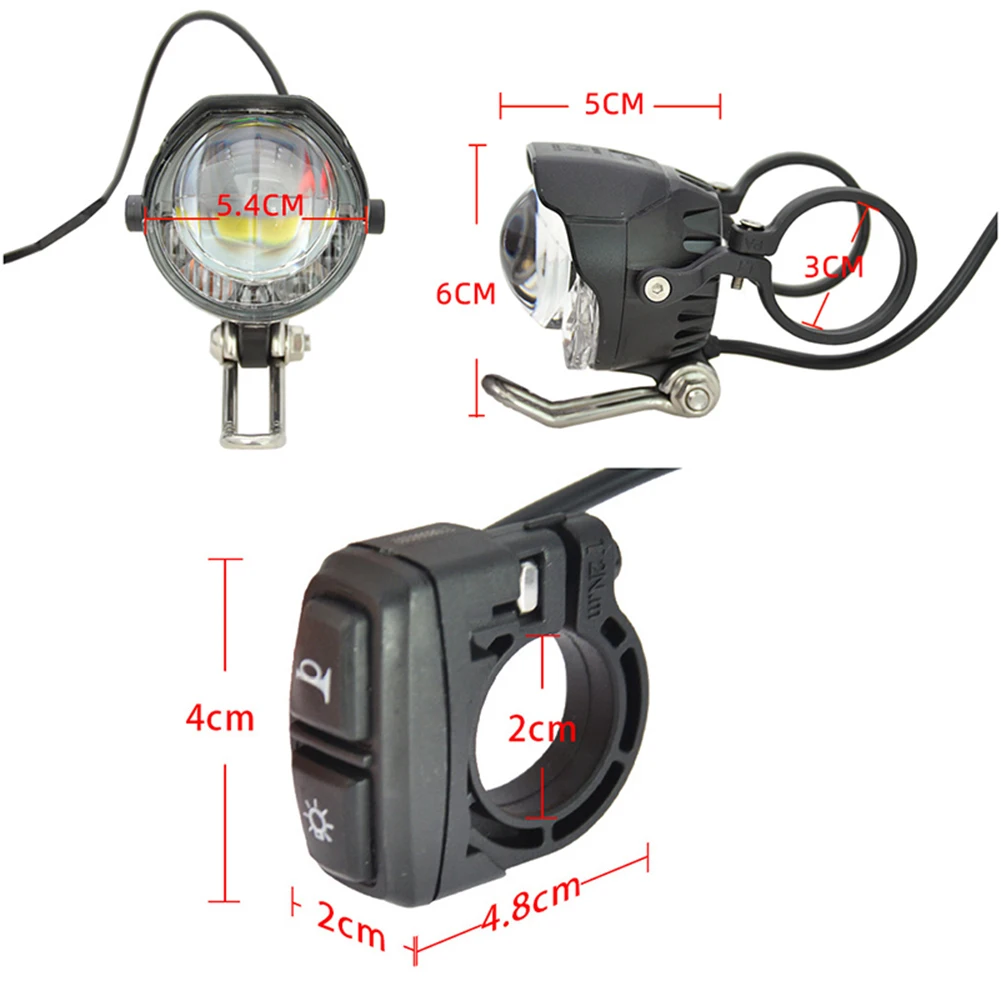 6-48V Car Light And Horn Two-in-High-brightness For E-bike Headlight Tail Rear LED Brake Lamp Electric Bikes Light Set