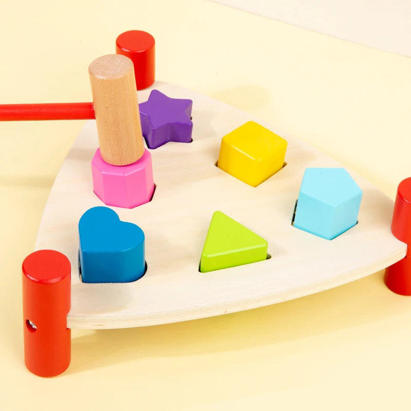 モンテッソーリ式幼児向け早期学習パーカッションテーブル。ハンマーおもちゃ、教育用楽器、モグラたたきゲーム。
