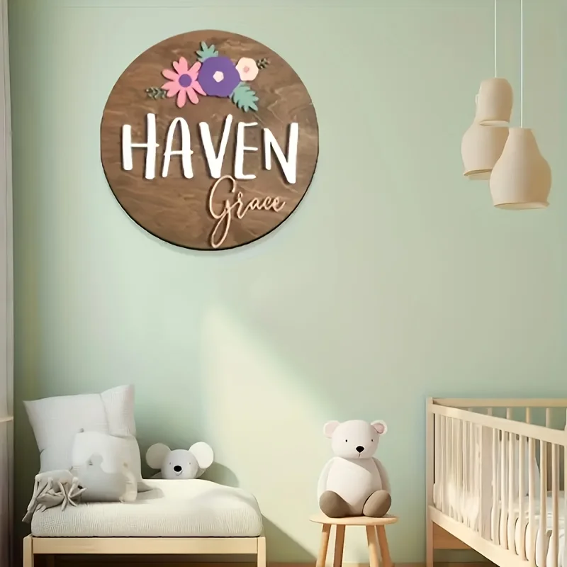 Modern Custom Round Wooden Wall Painting, Nordic Style Round Wood Plaque Art, Indoor Home Hotel Cafe Wall Decor view 4