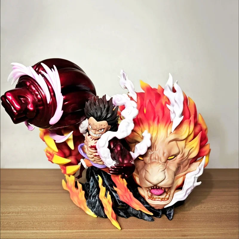 17cm One Piece Karma Fire Luffy Gear 4 Fugure Gk Big Fist Nika Luffy Snake Man Pvc Lion Statue Scene Anime Figurine Collect Gift