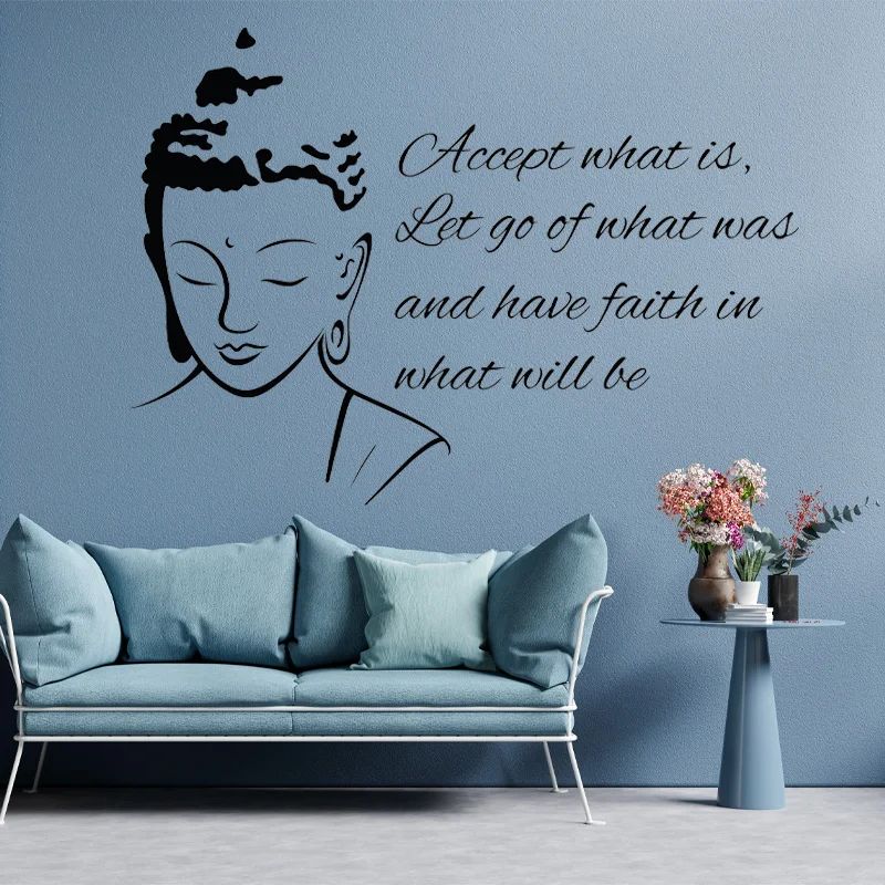 Religious Culture Temple Quotes Buddha Wall Sticker Yoga Vinyl Home Decor Living Room Bedrom Wall Decals Removable Murals 3B61