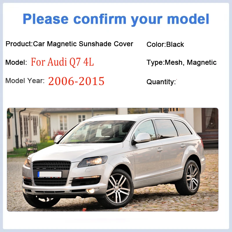 Car Mesh Sunshades For Audi Q7 4L Body Kit 2006 2007 2008 2009 -2015 Magnetic Sunshade Window Curtain Sun Visor Auto Accessories