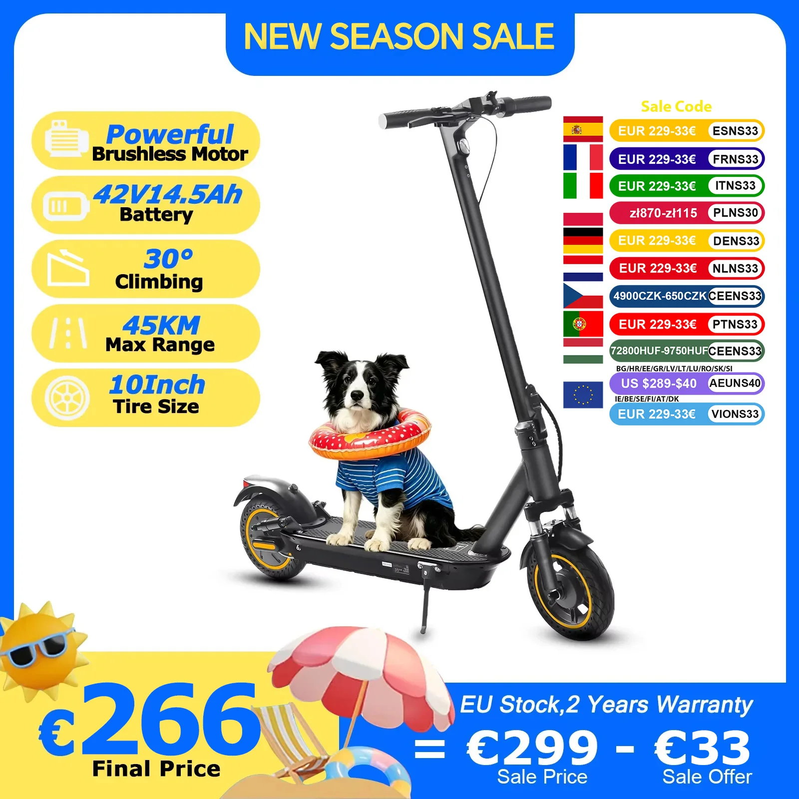 AOVOPRO Elektroroller Leistungsstarker Motor 30 ° Klappbarer A1MAX TX01 E-Scooter mit 45 km/h Höchstgeschwindigkeit, 42V14.5AH Akku, 10-Zoll Luftreifen und Smart-Funktionen