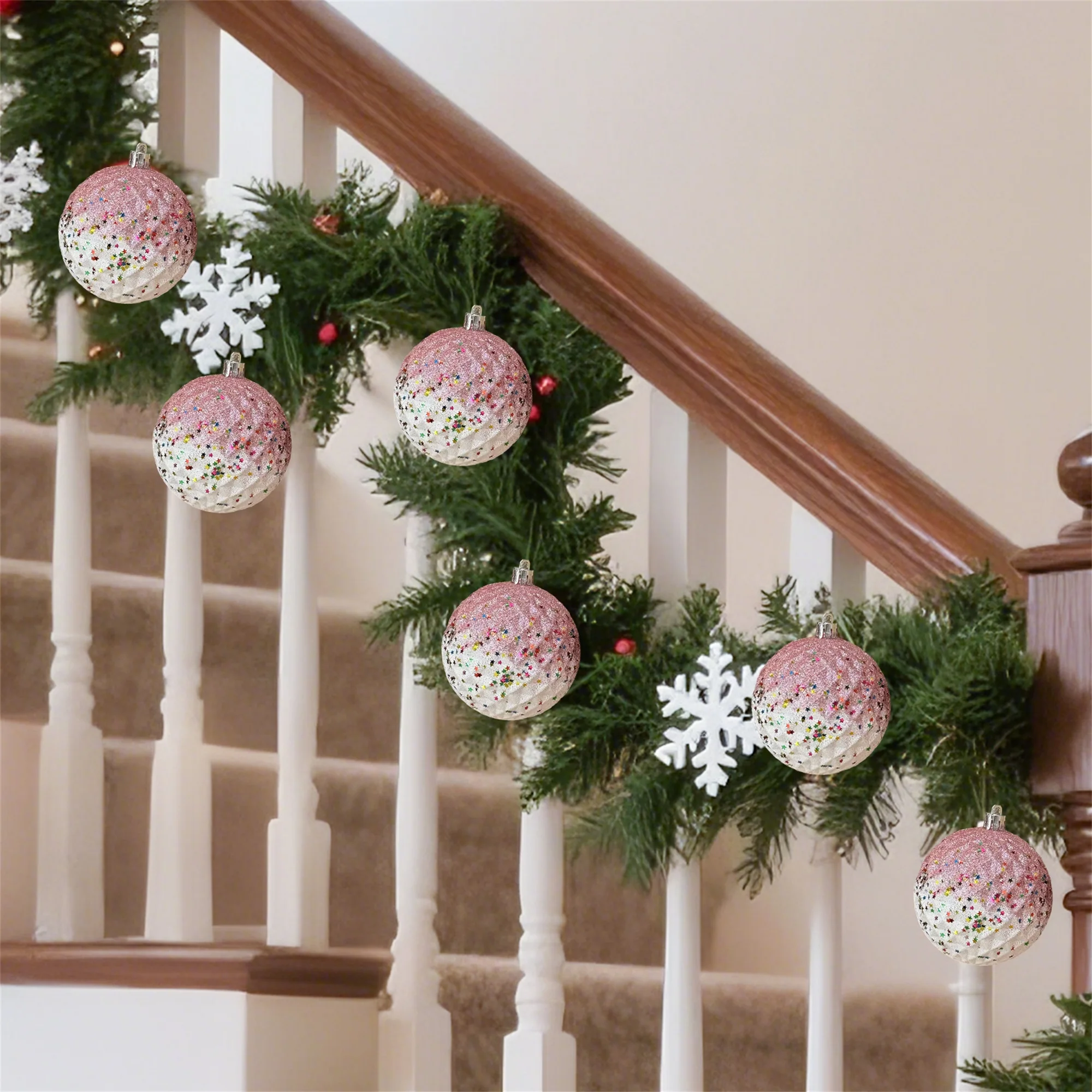 

6 шт. блестящие золотые, серебряные шариковые украшения, набор для рождественской елки, небьющиеся безделушки, подвесные принадлежности для вечеринок