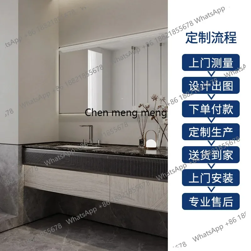C139 Natural luxury stone bathroom cabinet bathroom solid wood washbasin cabinet double basin bathroom cabinet combination