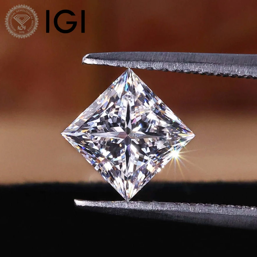 Mishang Jewelry Princess Cut Lab Grown Diamond With IGI Certificate 0.3ct 0.5ct 1ct 1.5ct 2ct 3ct 5ct Lab Created Diamonds