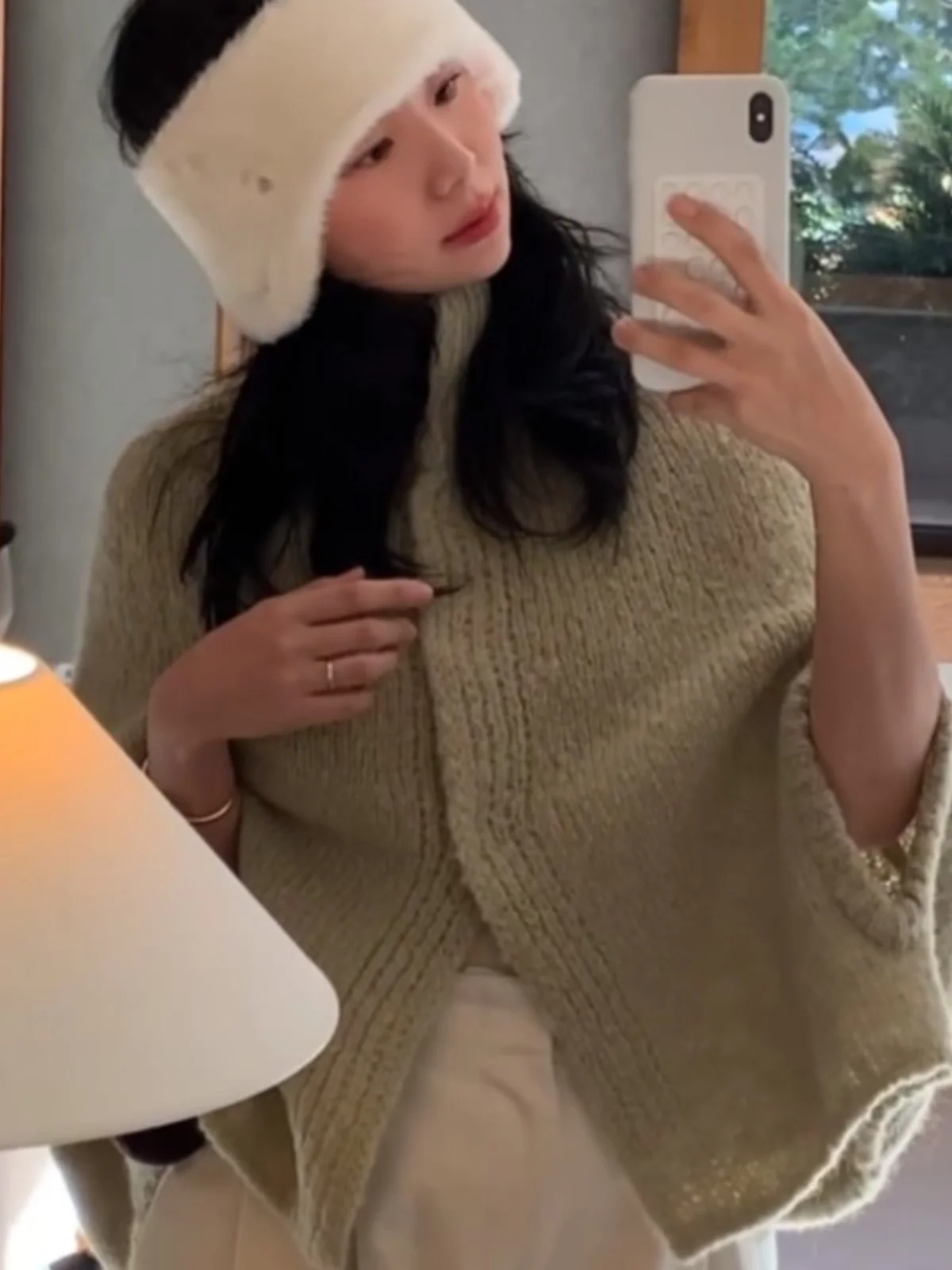 Blue Stand Collar Cowl Neck Wrap Casual Chic Sweater Coat Women\'s Fashion Spring Autumn Warmth Flattering Length Batwing Sleeve