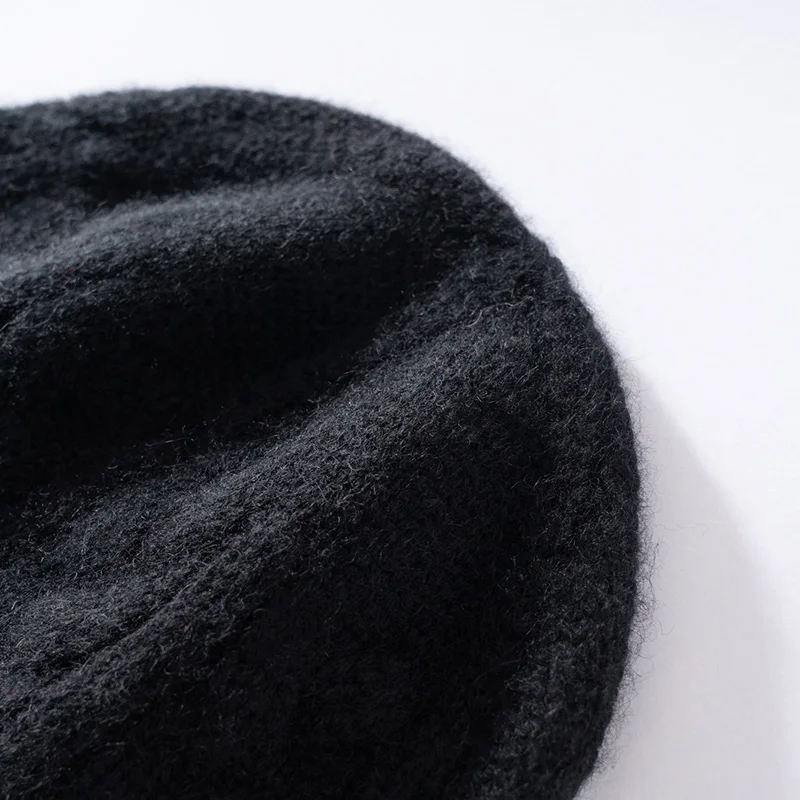 100% hochwertige Kaschmirmütze für Damen, weiche, warme Wintermütze, gestrickte, lässige Outdoor-Mütze in Unifarbe mit geripptem Twist-Muster. – Detail 20