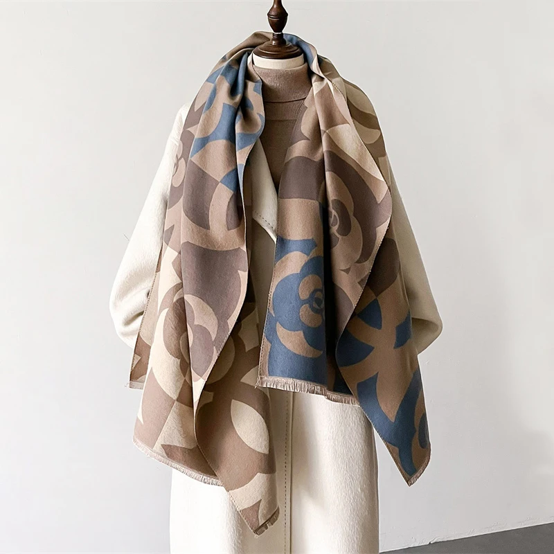 

Luxury Design Winter Women's Print Cashmere Feel Scarf Shawl and Wraps Pashmina Scarf Warm Neckerchief Bufanda Tessel Echarpe