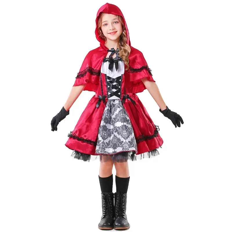 Children Little Red Riding Hood Cosplay Costume Fairy Tale Stage Costume
