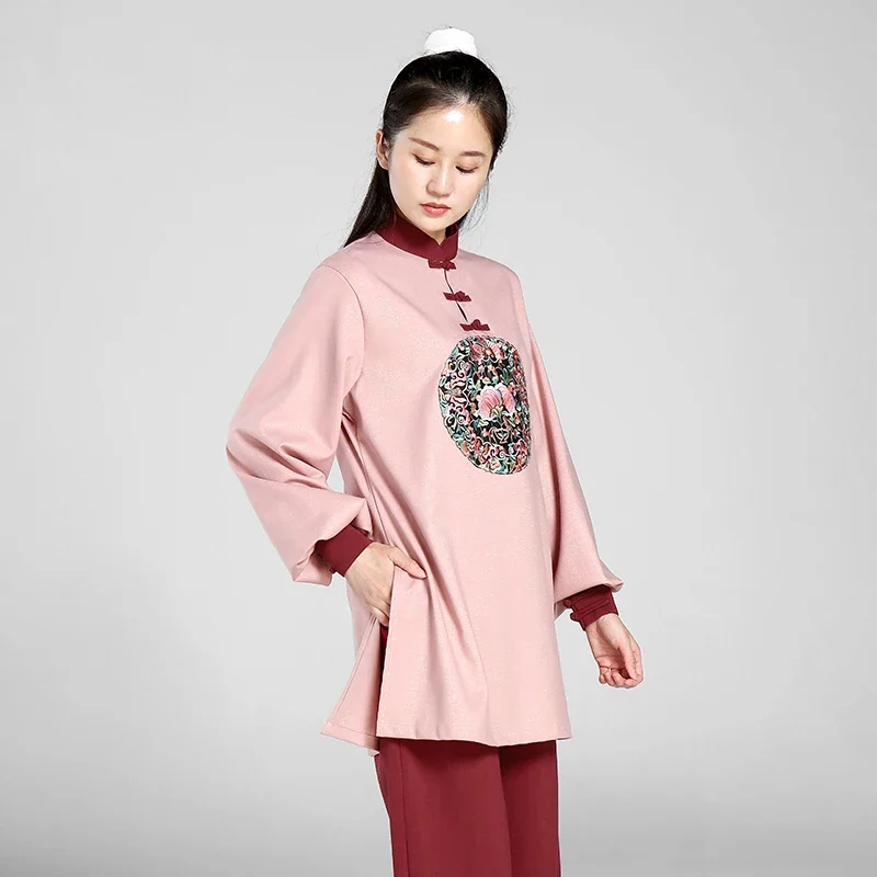 Tai Chi Clothes Women Wushu Clothes Kung Fu Competition Clothes Martial Art Uniform Wrinkle Free Embroidery 2022 Burgundy