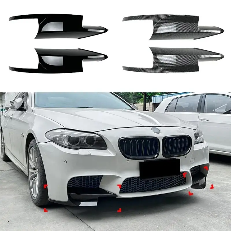 For BMW 5 Series F10 F11 M5 2012-2016 Glossy Black Front Bumper Lip Spoiler Reduce Wind Resistance Bumper Corner Splitter Trim