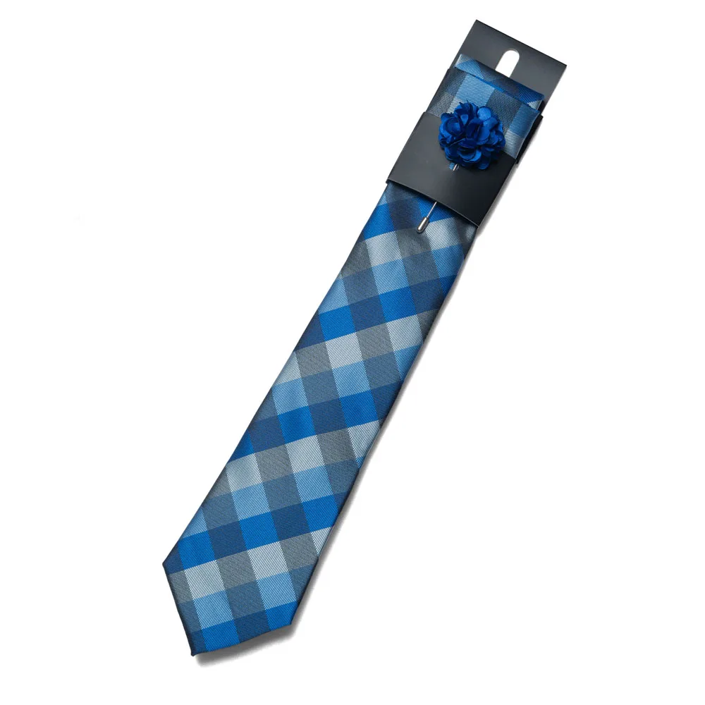 Paisley Men's Tie Set with Pocket Square and Lapel Flower, a 3-Piece Set Perfect for Men to Wear at Weddings or Parties
