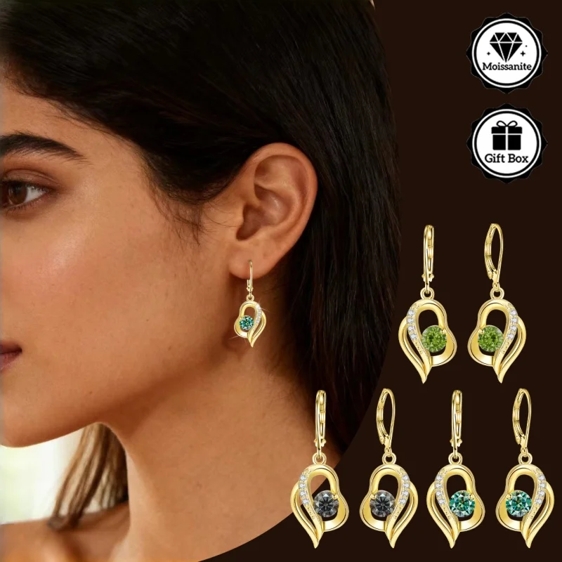 

LAMVOICE Jewelry for women, S925 sterling silver moissanite earrings, Christmas day gifts for her,j ewelry with gift box