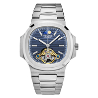 Men's automatic fashion business waterproof luminous stainless steel watch, hollow design 30-50 meters waterproof