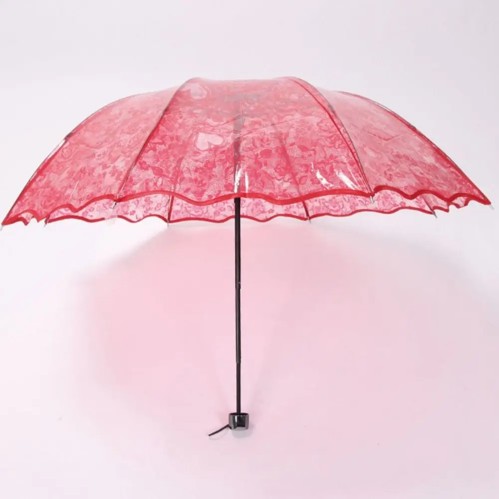 

Винтажный складной кружевной зонтик, прозрачный зонт с вышивкой «Любовь», большой зонт для девочек с цветочным узором для фотосессии