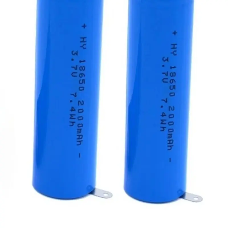 

2 шт. перезаряжаемые аккумуляторные батареи 18650, 2000 мАч, 3,7 В, литий-ионные, с положительным и отрицательным полюсами, с никелевыми пластинками, солнечные элементы.