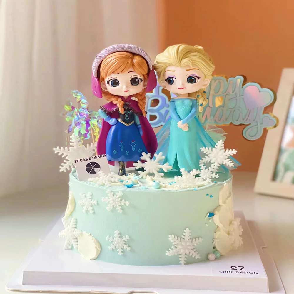 Disney tort księżniczki dekoracja Elsa śnieżnobiały zamek Anna ozdoba na wierzch tortu dla dziewczynek Baby Shower na przyjęcie do tortu urodzinowy