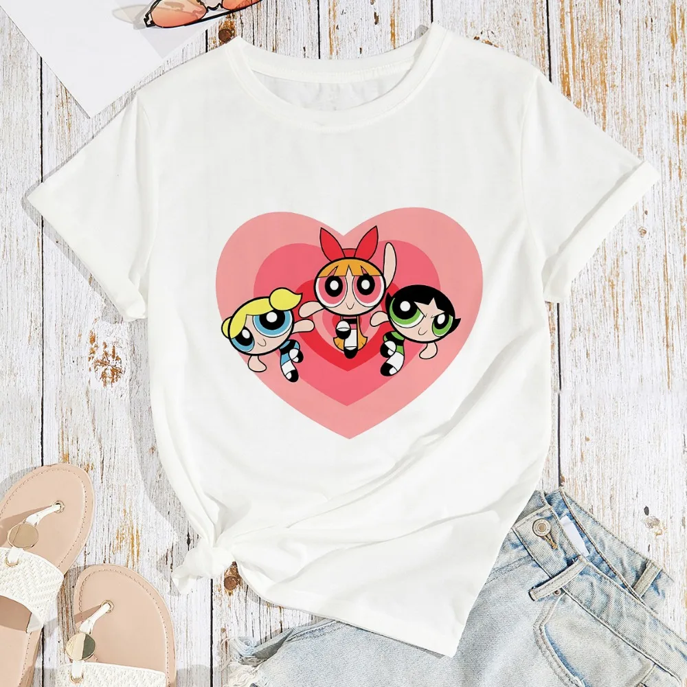 المرأة تي شيرت Kawaii The Powerpuffs الفتيات قصيرة الأكمام بلايز المرأة أنيمي مطبوعة المرأة تي شيرت الكبار الصيف موضة الملابس #5