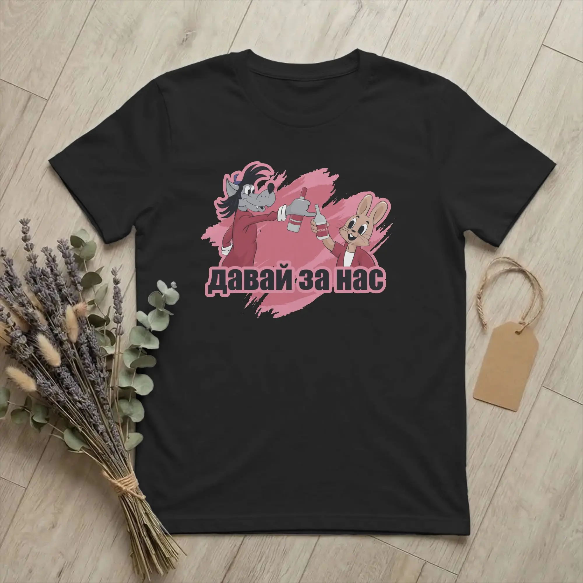 Nu Pogodi Hase Wolf Wodka Russland T Shirts 80s Russian Soviet Cartoon Zayats Volk Pure Cotton Tops Vintage Tee Shirt