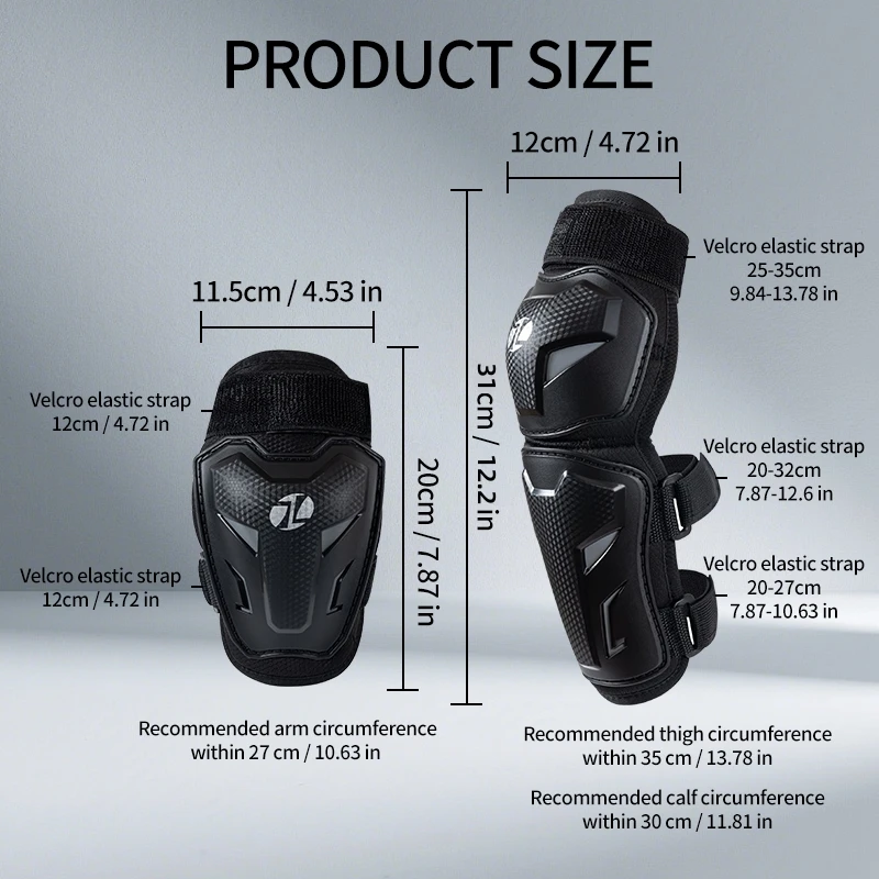 JCAA Kids Knee Elbow Pads 4Pcs Set Hard Shell Reflective Protective Gear for Cycling Skateboarding Rollerblading Motorcycle