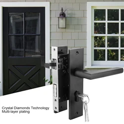 Security Door Handle Lock Handle Lock Space Aluminum Bedroom Door Lock Home Security Bedroom Handle Lock with Keys Screw Black