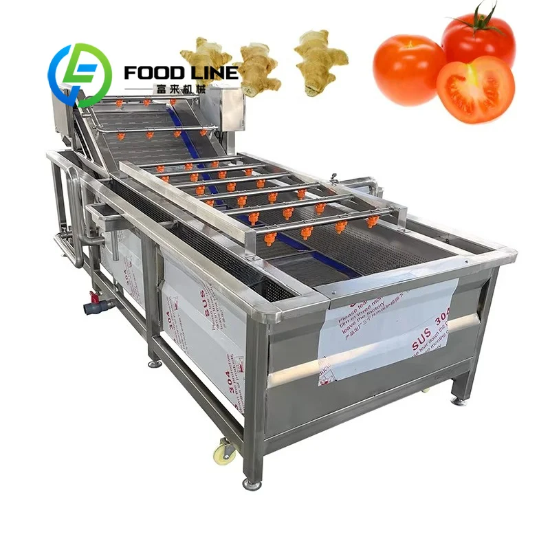 Pickles Sauce Package Processing Machinery Vegetable Fruit Cleaning Equipment Vegetable Fruit Surf High Pressure Bubble Cleaner