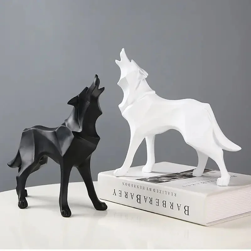 Resin Geometric Wolf Abstract Wolf Statue, Modern Home Office Living Room Desktop Decoration Crafts, Creative Ornaments