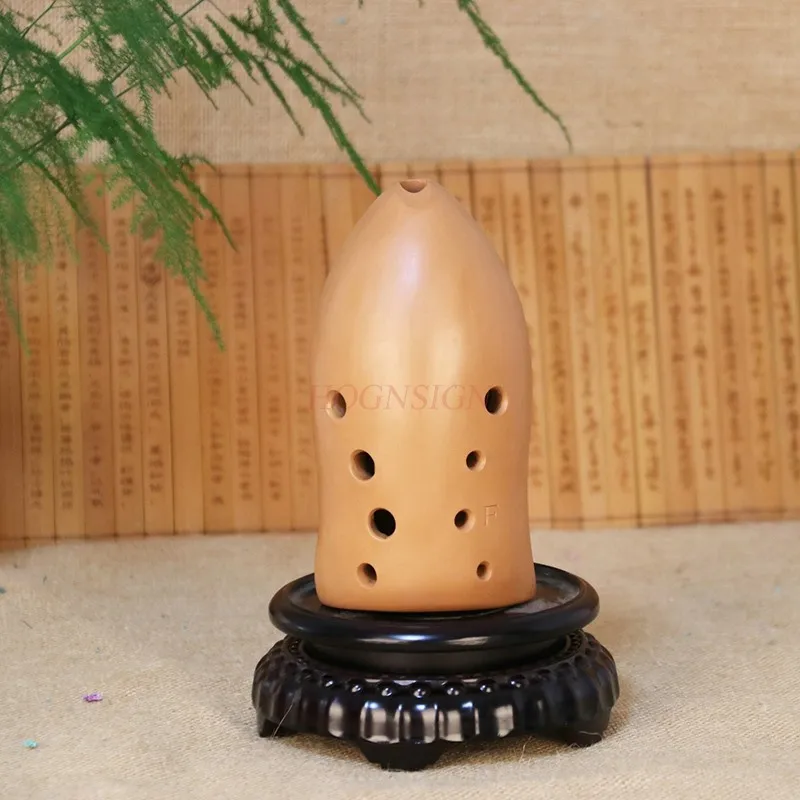 Dayuxun musical instrument, 10 holes, professional special red pottery, double chamber, plain color, ancient style, pottery xun