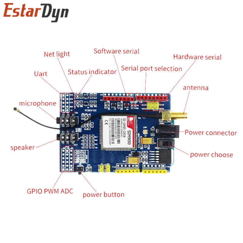 SIM900 GPRS/GSM Shield Development Board Quad-Band Module For Arduino Compatible