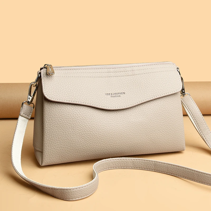 حقائب كتف نسائية صغيرة ذات لون سادة على الموضة الجديدة، حقيبة هاتف محفظة ترفيهية فاخرة، للاستخدام اليومي متعدد الأقسام #4