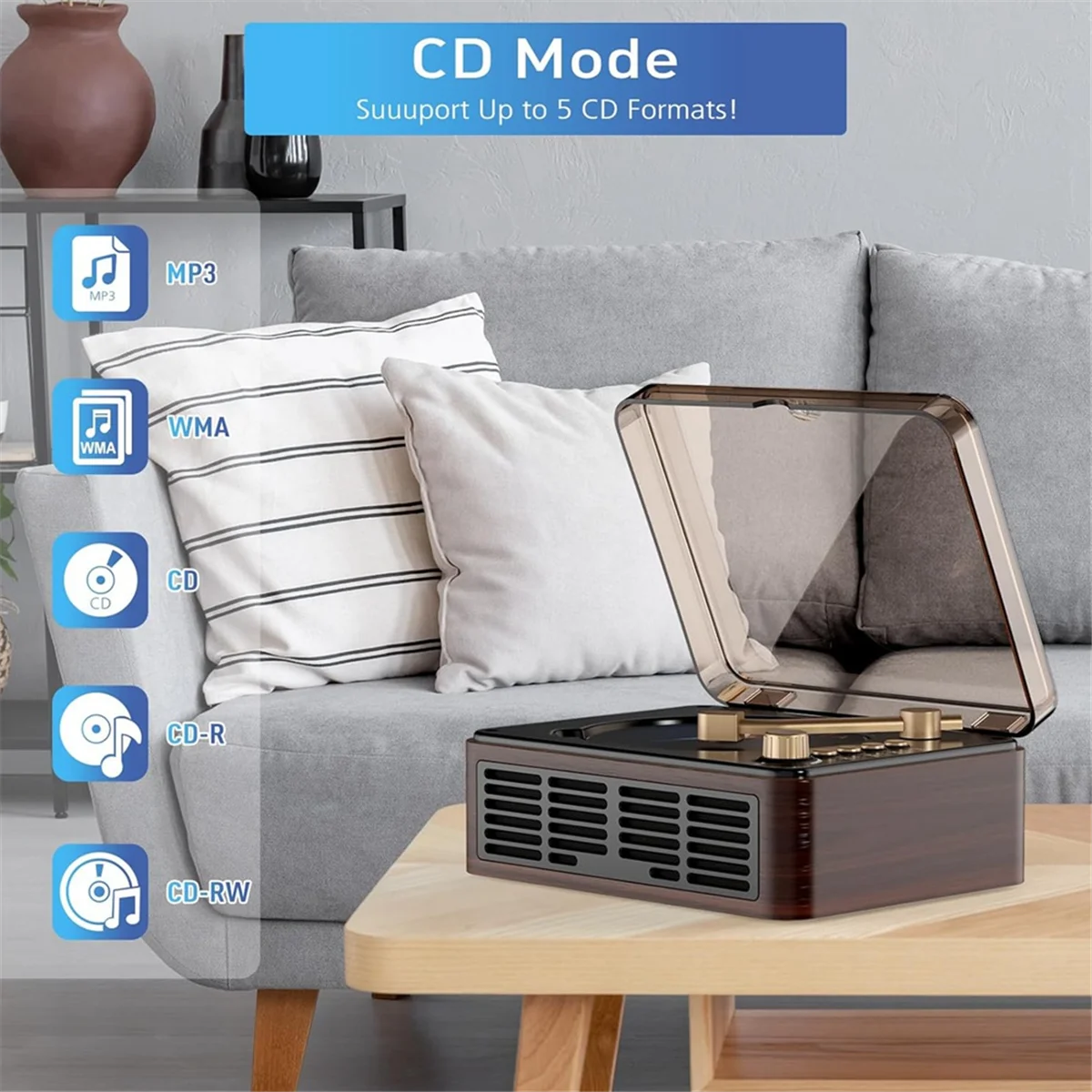 

A66I Многофункциональный Bluetooth CD-плеер Hi-Fi Звуковой музыкальный плеер Динамик, Поддержка AUX/USB/FM-радио для дома, офиса, вилка стандарта США B