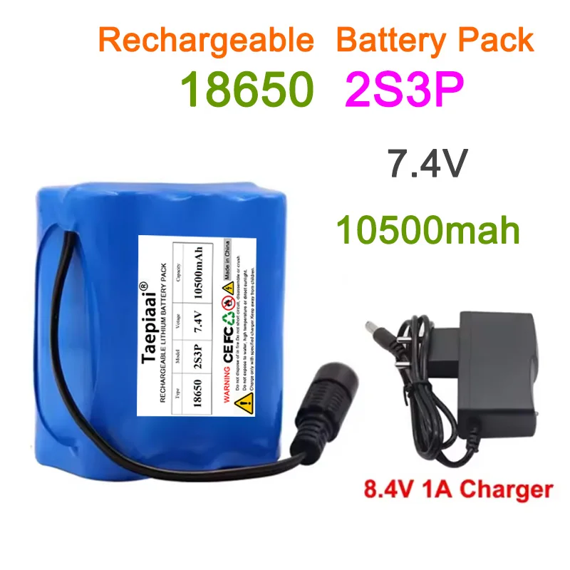 

DIY 7.4V 2S3P 18650 Li-Ion Battery Pack 10500mAh High Power Battery Built-in BMS for RC GPS Electronic Toys