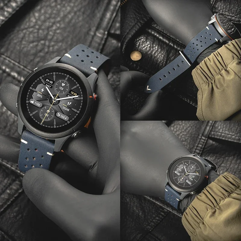 20 مللي متر 22 مللي متر لساعة سامسونج جالاكسي 7 6 5 4 40/44 مللي متر 6 كلاسيك 5Pro الفرقة تصميم جديد حزام ساعة جلد خمر حزام ساعة مسامية