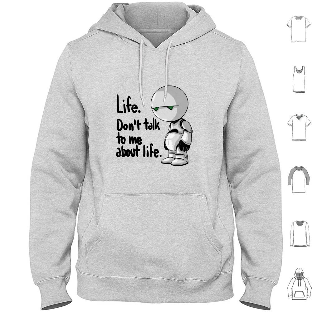 Don _ T Talk To Me About Life Hoodies Long Sleeve Hitchhikers Guide To The Galaxy 42 Galaxy Douglas Adams Dont Panic